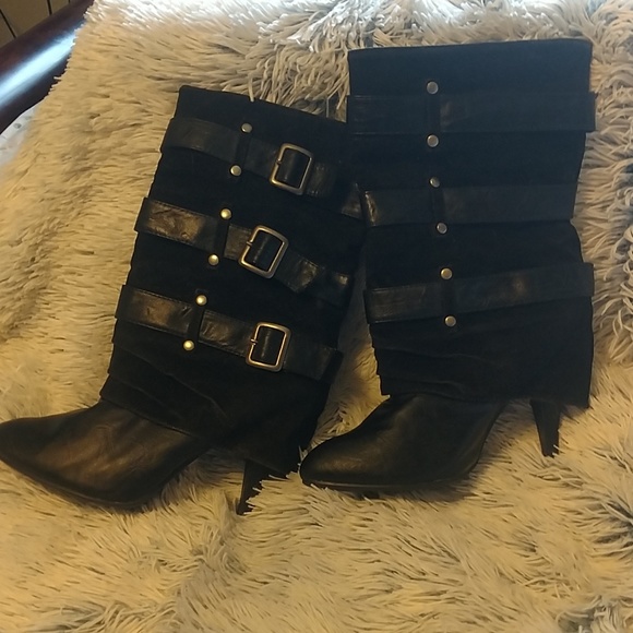Black suede and leather boots - Picture 7 of 7